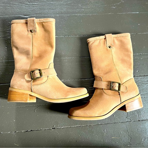 Jessica Simpson Shoes - Jessica Simpson camel colored leather mid calf boots size 8